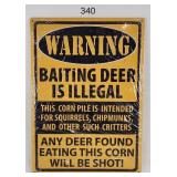 Baiting Deer is Illegal Metal Sign