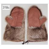 Beaver Fur & Leather Trapper Mittens