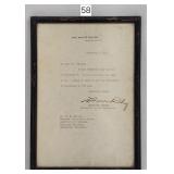1931 White House Framed Letter - 6.5' x 9.5'