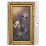 Purple Irises OIl on Canvas in Period Gilt Frame