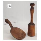 Carved Handled Bowl & Alabaster Fruit