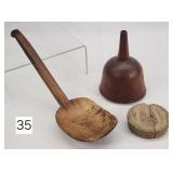 Primitive Wooden Funnel, Paddle & Mold