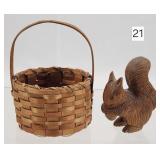 Folk Carved Squirrel & Nut - 3.5'