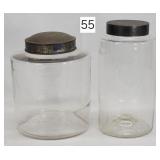 One Gallon & Two Quart Glass Cannisters w/ Tin Lid