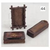 Early Monogram Mahogany Lift Top Snuff Box