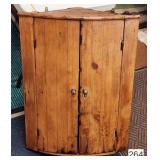 1840's Pine Barrel Front Hanging Corner Cupboard