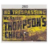 Thompson's Chicks Painted Metal Sign