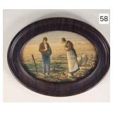 Antique Harvest Oval Litho Picture