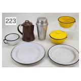 Enamelware Dishes & Thompson Malt Shaker