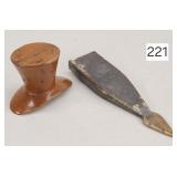 Folk Art Miniature Top Hat & Brass Spear Sheath