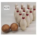 Antique Wooden Bowling Pin Lawn Game Set