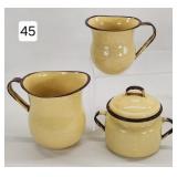 Tan & Brown Enamelware Table Set
