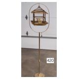 Victorian Brass Bird Cage & Stand