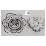 Milk Glass Eggs & Wire Trays
