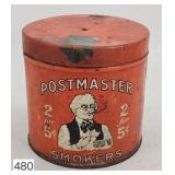 Postmaster Smokers Tin Litho String Dispenser