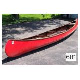 Vintage 18 ft. Wooden Canoe