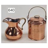 Antique Copper Cream Pail & Milk Pitcher