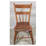 Primitive Ladder Back Plank Seat Kitchen Chair