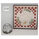 Nest of Glass Blown Eggs & Embroidered Sewn Chick