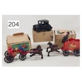 Old Time Cast Iron Fire Engine & Circus Wagon
