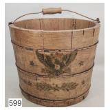 Early American Wooden Stave Water Bucket