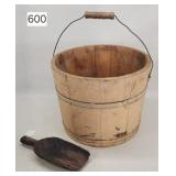 Primitive Pine Stave Grain Bucket & Scoop