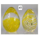 Vaseline Opalescent Egg Paperweights