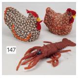 Folk Art Clothe Roosters