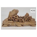 Oriental Soap Stone Carved Landscape