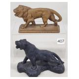 Antique Lion & Tiger Cast Iron Book Ends