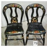19th Century Bow Back Stencil Painted Chairs