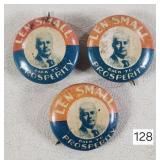 Len Small Prosperity Political Pin Backs