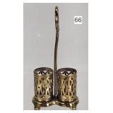 Brass Filigree Salt & Pepper Holder