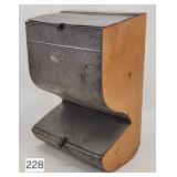 Primitive Tin/ Wood Wall Mount Flour Bin