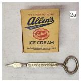 Allen's Ice Cream Sample 1/2 Pint Container & Pick