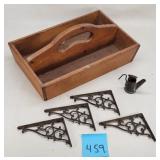 Pine Tote, Cast Iron Shelf Brackets & Lamp Filler