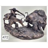 Classic Remington Double Buffalo Bronze Sculpture