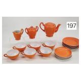 Japan Child's Orange China Luncheon Set