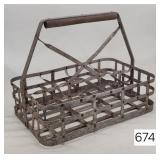 Antique Aluminum Milk Bottle Carry Rack