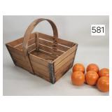 Primitive Slat Wood Fruit Basket