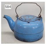 Blue Porcelain Cast Iron Tea Kettle