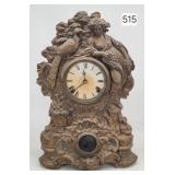 Waterbury Figural Maiden & Peacock Shelf Clock