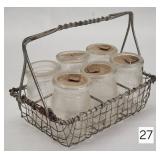 Primitive Wire 6-Place Cream Tote w/ Bottles