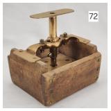 Early Brass & Wooden Butter Mold Press