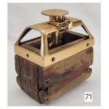 Early Brass & Wooden 1 lb. Commercial Butter Mold
