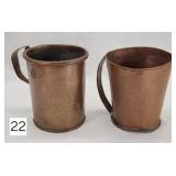 Early Copper 19th C. Copper Grain Measure Mugs