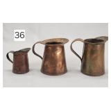 Lot of (3) Early Copper Cream Pitchers