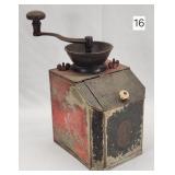 Early Tin Box Coffee Mill