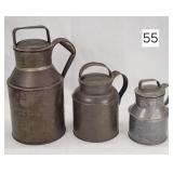 Lot of (3) Early Tin Cream Pails