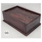 Early Wooden Chamfered Lid Storage Box, 12 x 8 in.